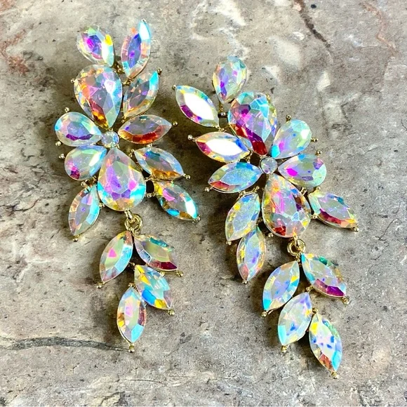 AB Crystal Chandelier Earrings for Bridal, Prom, Pageant, Holiday - Picture 8 of 9